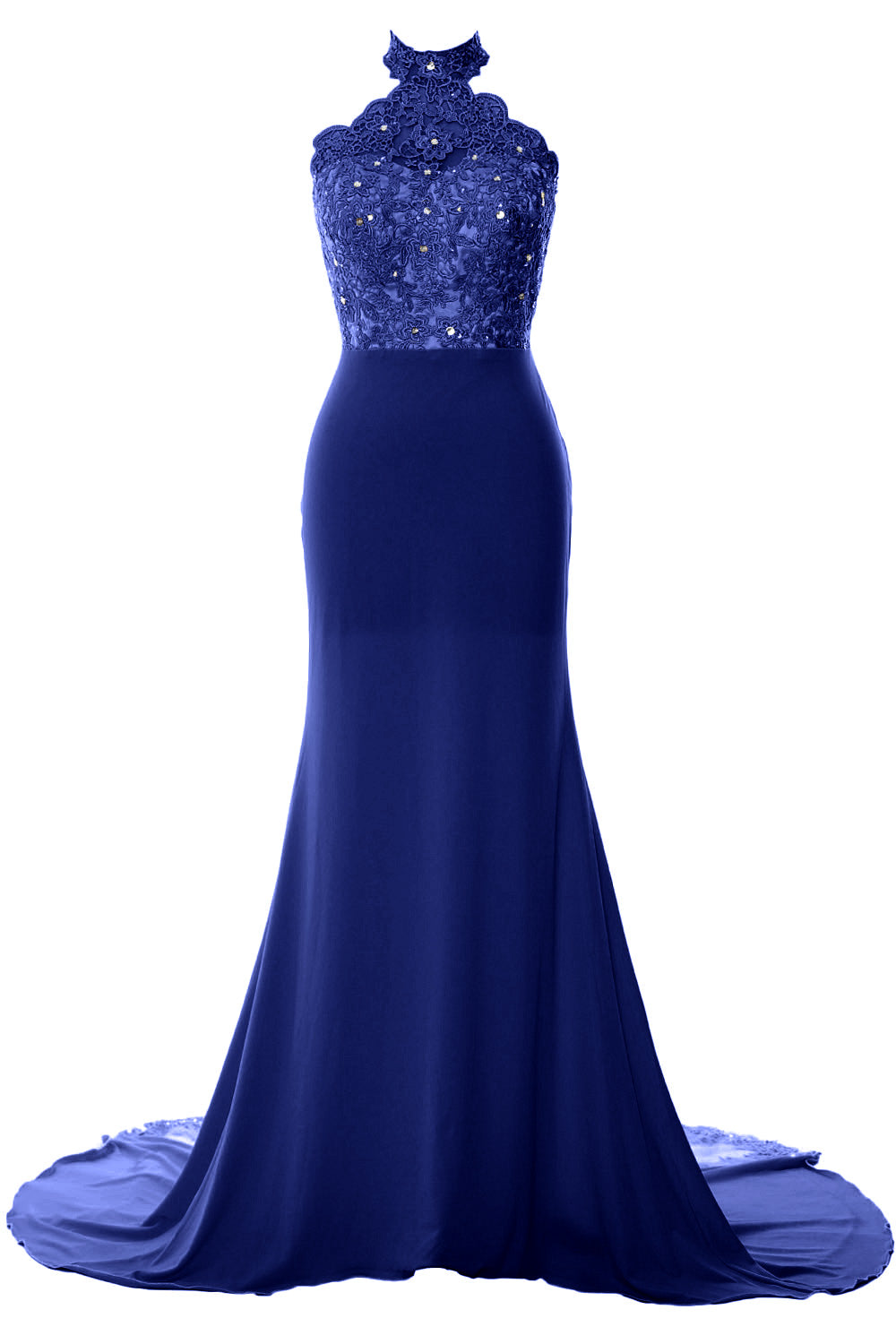 MACloth Women Prom Dresses Mermaid Sleeveless Lace Evening Party Formal Gown