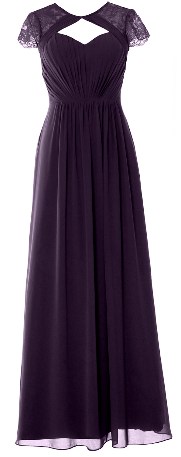 Vestido de dama de honor largo con mangas cortas elegante MACloth 2018 Vestido formal de noche
