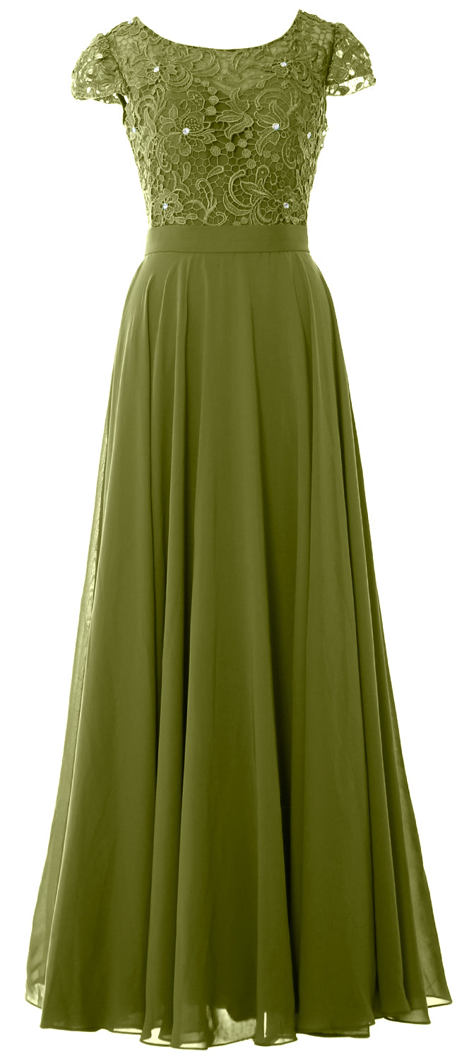 MACloth Damen Kleider für die Brautmutter mit Flügelärmeln, für Hochzeit, Brautjungfer, Probe