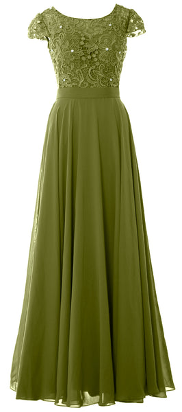 MACloth Women Mother of Bride Dresses Cap Sleeves Wedding Bridesmaid Rehearsal
