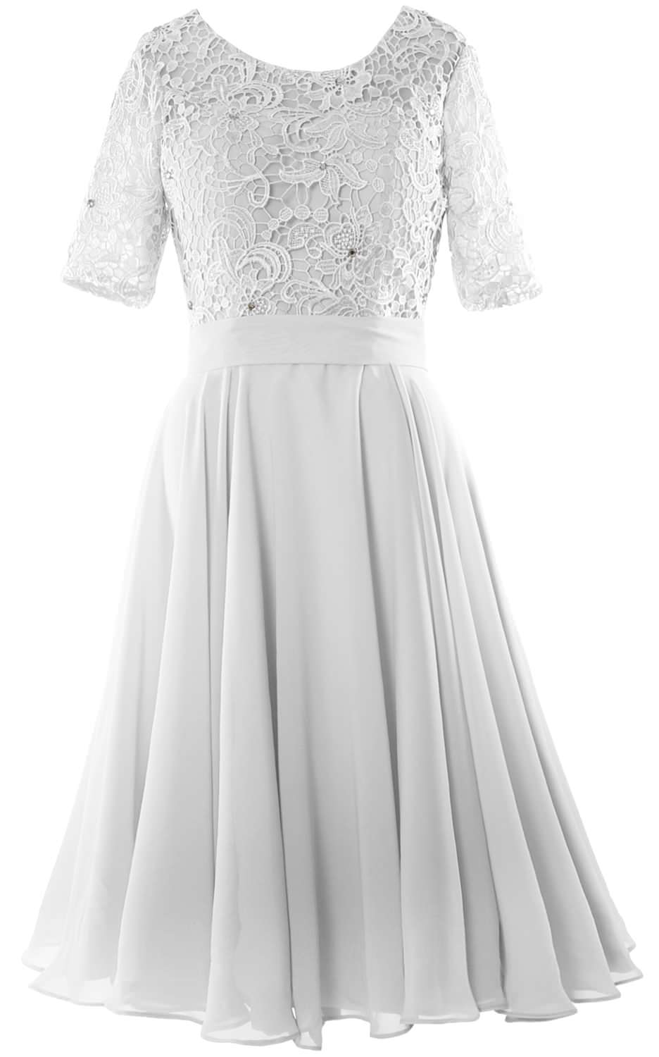 MACloth Women Short Mother Bride Dresses Half Sleeve Wedding Guest Dinner Lace