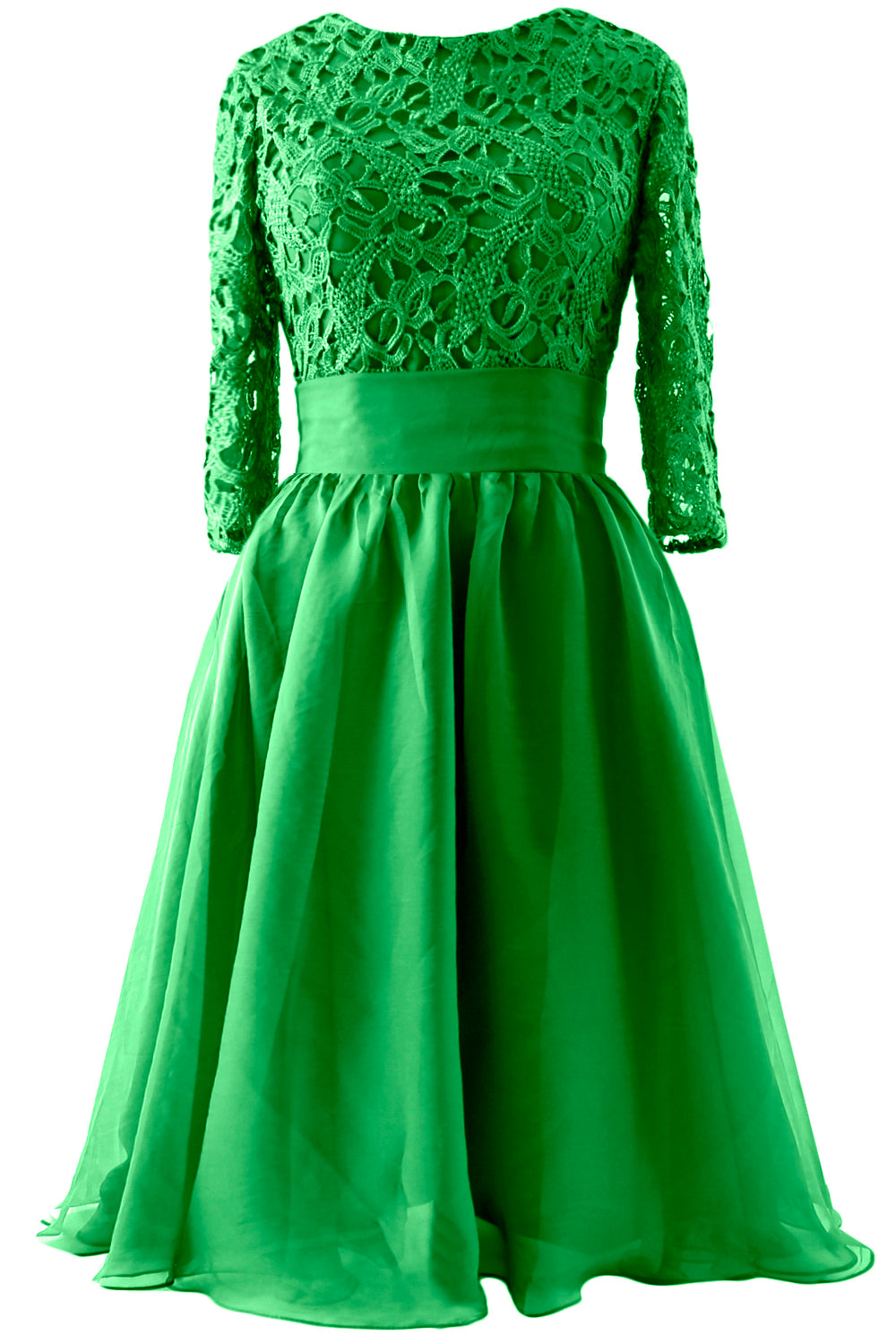 MACloth Women 3/4 Sleeve Lace Short Mother of Bride Dress Formal Evening Gown
