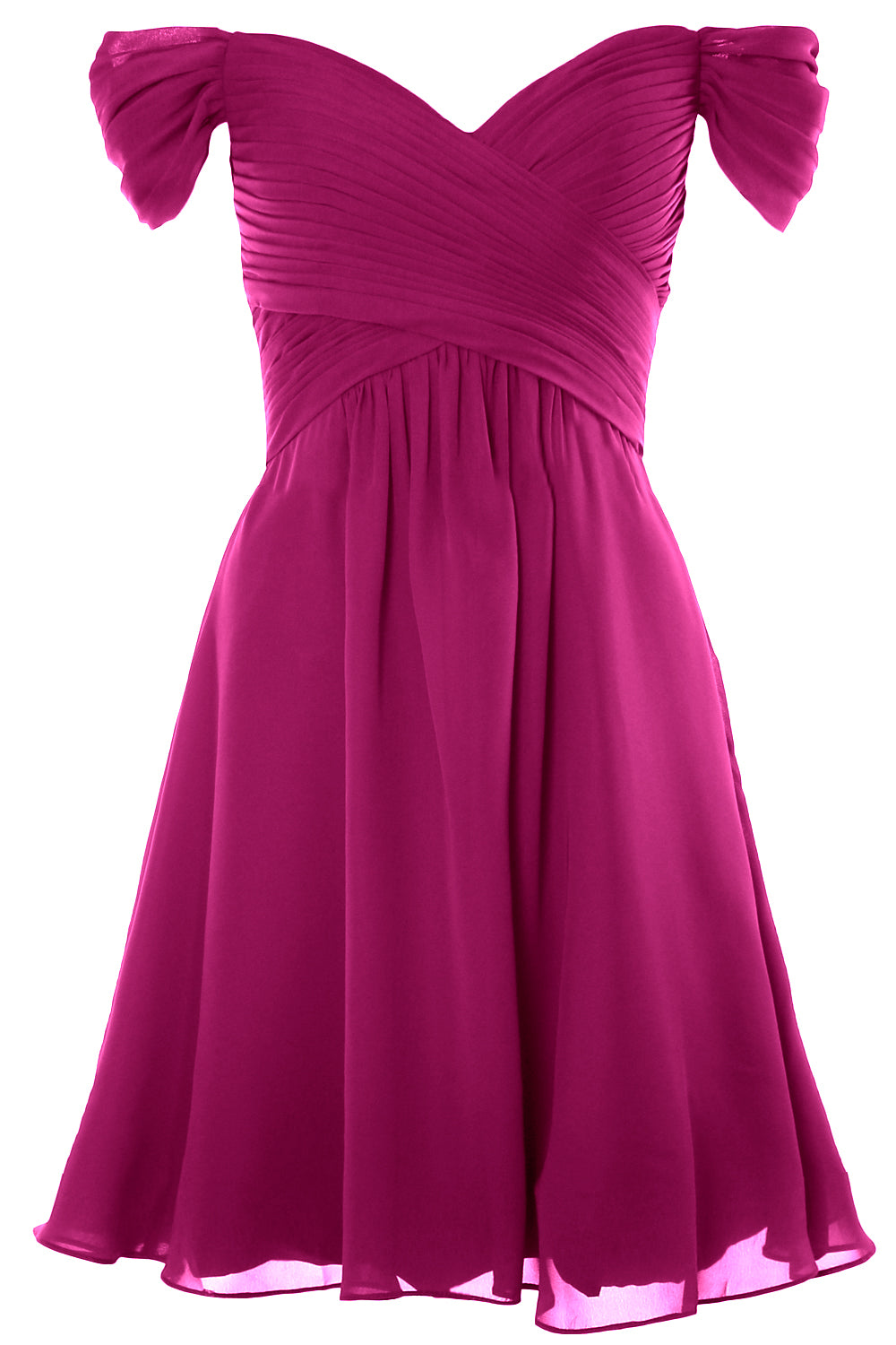 MACloth Damen Schulterfreies, kurzes Brautjungfernkleid für Hochzeit, Party, formelles Kleid