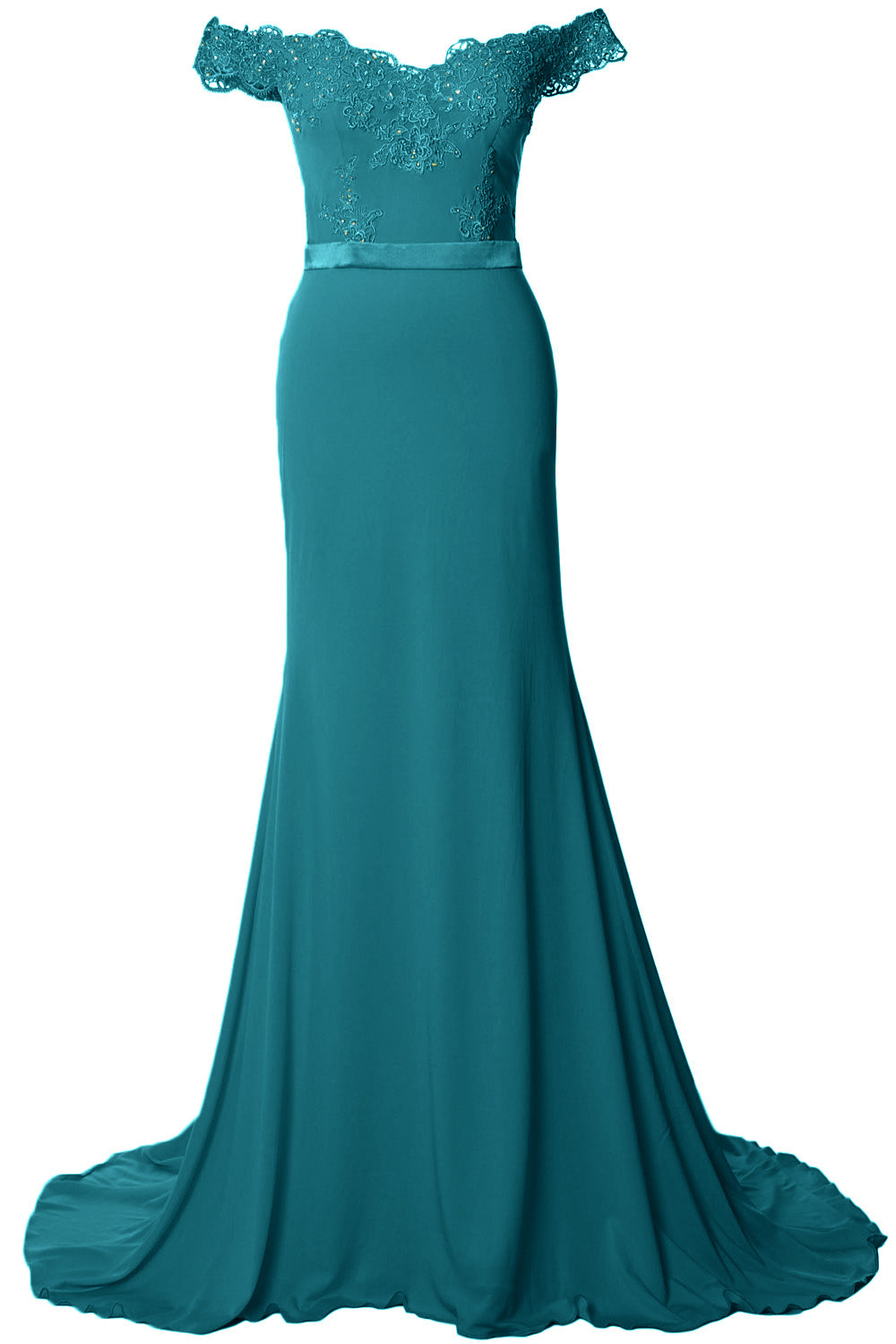 MACloth Women Prom Dresses Mermaid Off the Shoulder Lace Formal Evening Gown