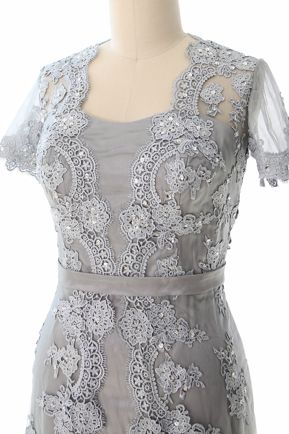 MACloth Damen Kleider für die Brautmutter, kurze Ärmel, Spitze, formelles Abendkleid