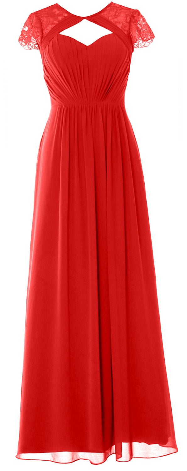 Vestido de dama de honor largo con mangas cortas elegante MACloth 2018 Vestido formal de noche