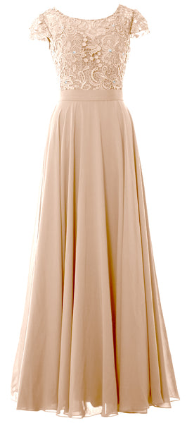MACloth Women Mother of Bride Dresses Cap Sleeves Wedding Bridesmaid Rehearsal