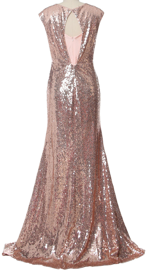 MACloth Women Mother of Bride Dresses Cap Sleeves Sequin Bridesmaid Fo