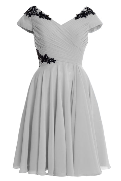 MACloth Women Mother of Bride Groom Dresses Short Cap Sleeve Bridesmaid BD MoH
