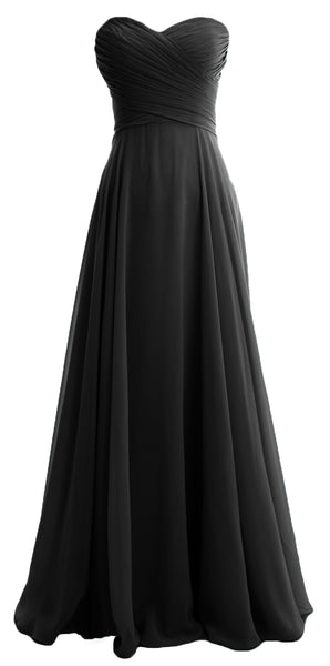 MACloth Women Sweetheart Chiffon A Line Long Bridesmaid Dresses Wedding Maxi