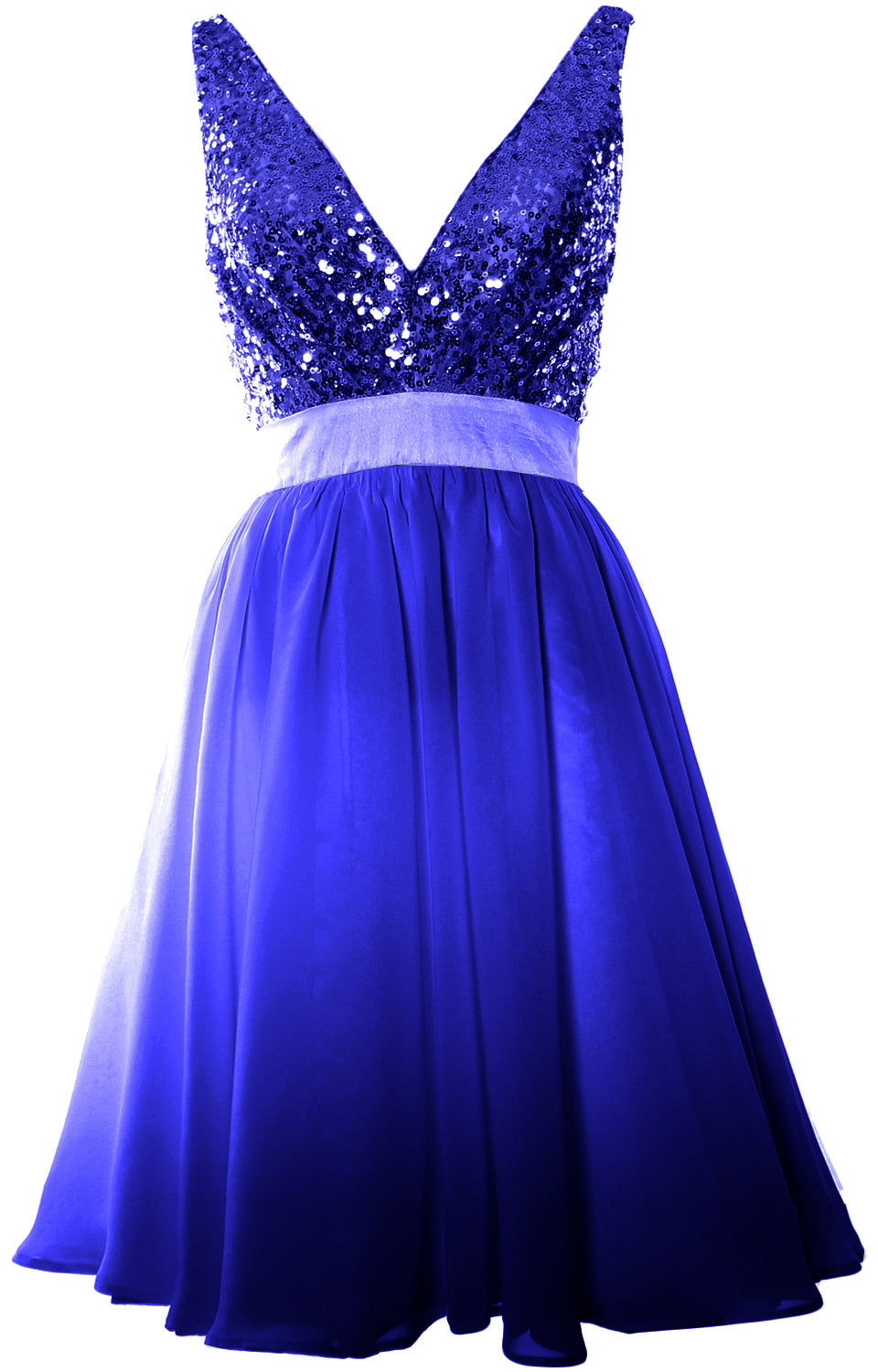 MACloth Short Bridesmaid Dresses Plunge V Neck Sequin Cocktail Party Formal Gown