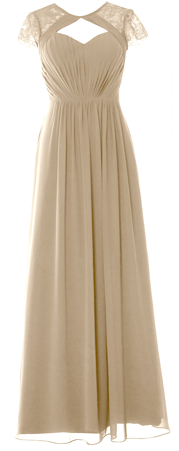 Vestido de dama de honor largo con mangas cortas elegante MACloth 2018 Vestido formal de noche