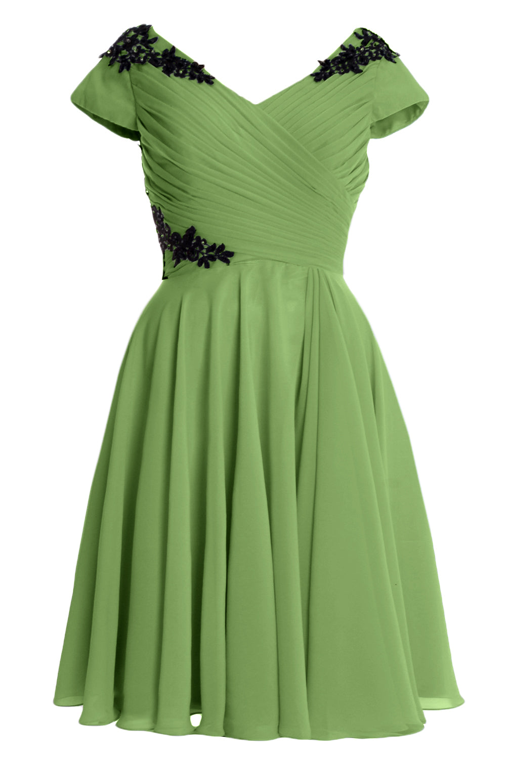 MACloth Damen Kleider für die Brautmutter und den Bräutigam, kurz, Flügelärmel, Brautjungfer, BD MoH