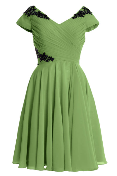 MACloth Women Mother of Bride Groom Dresses Short Cap Sleeve Bridesmaid BD MoH