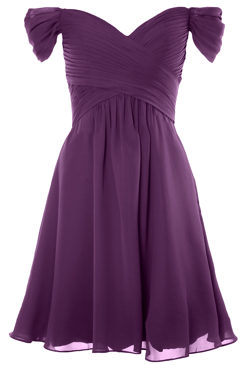 MACloth Damen Schulterfreies, kurzes Brautjungfernkleid für Hochzeit, Party, formelles Kleid