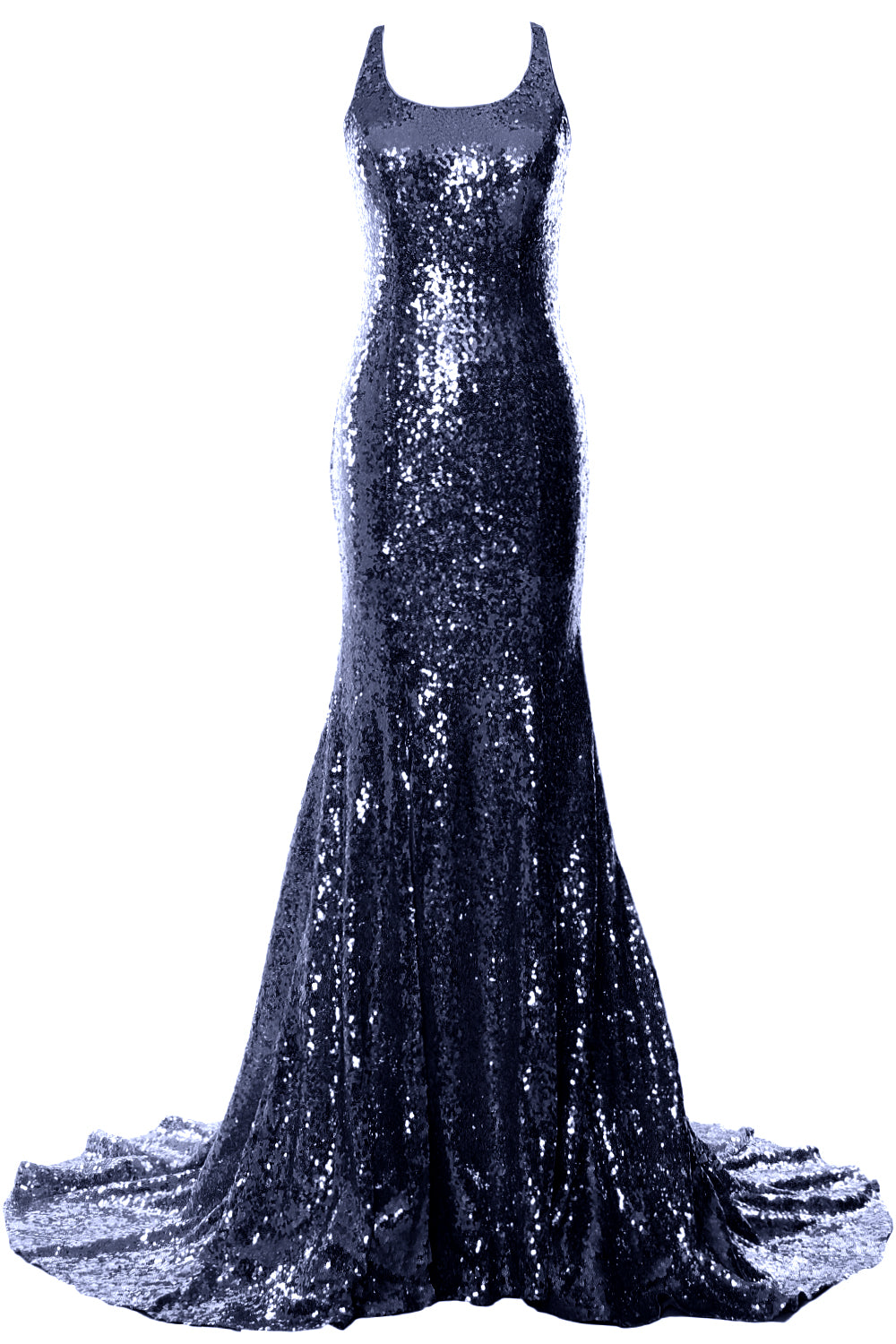 MACloth Vestidos de fiesta de sirena sin mangas con lentejuelas para fiesta de bodas Vestido de noche formal