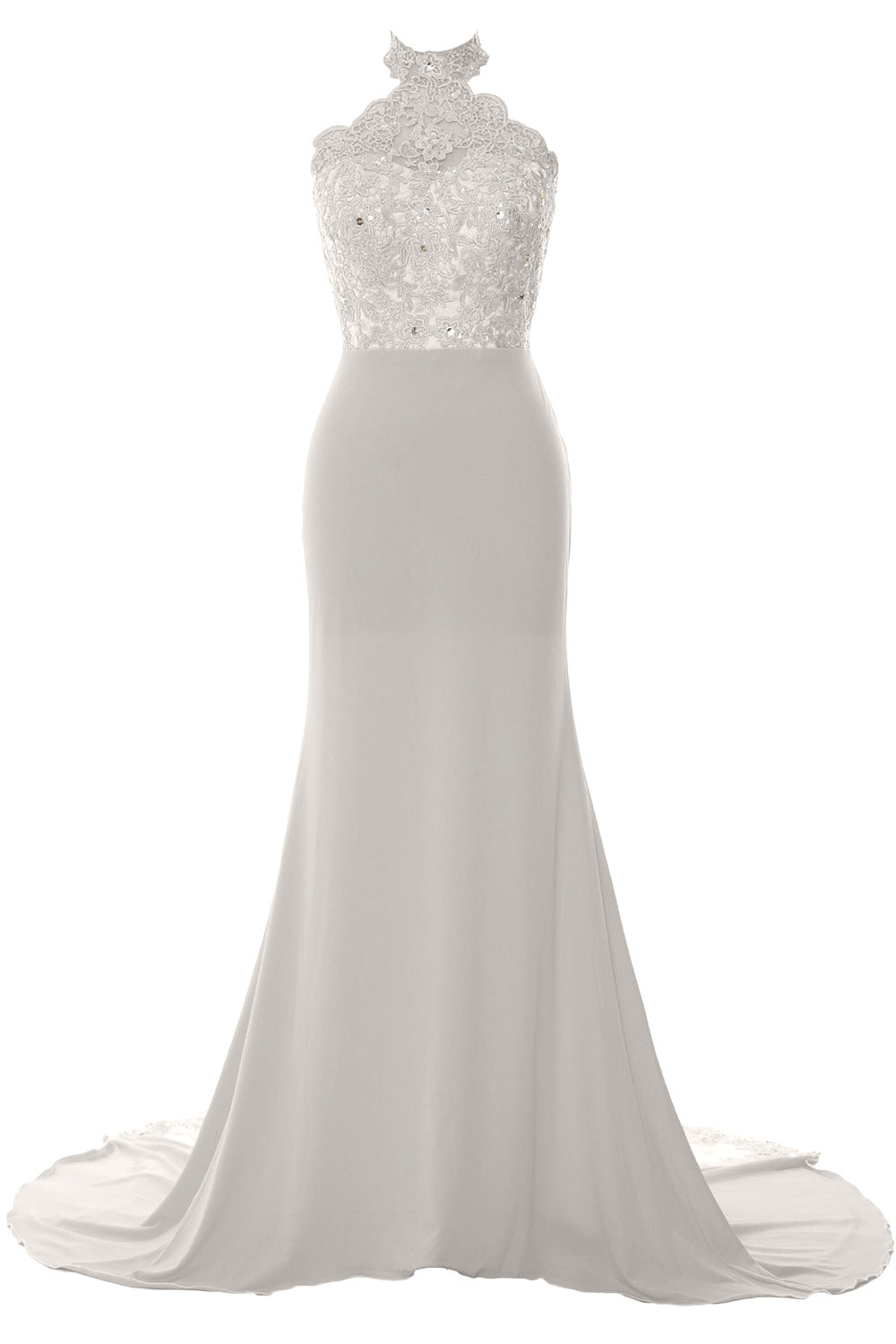 MACloth Women Prom Dresses Mermaid Sleeveless Lace Evening Party Formal Gown