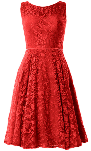 MACloth Women Lace Cocktail Dresses Vintage Short Wedding Party Guest Mother