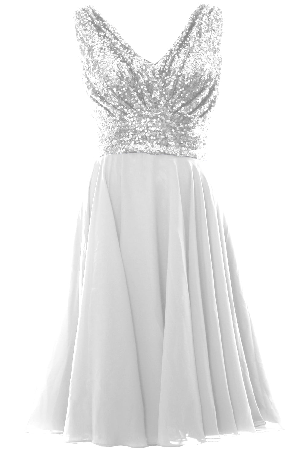 MACloth Women V Neck Sequin Short Wedding Bridesmaid Dresses Mother of Bride