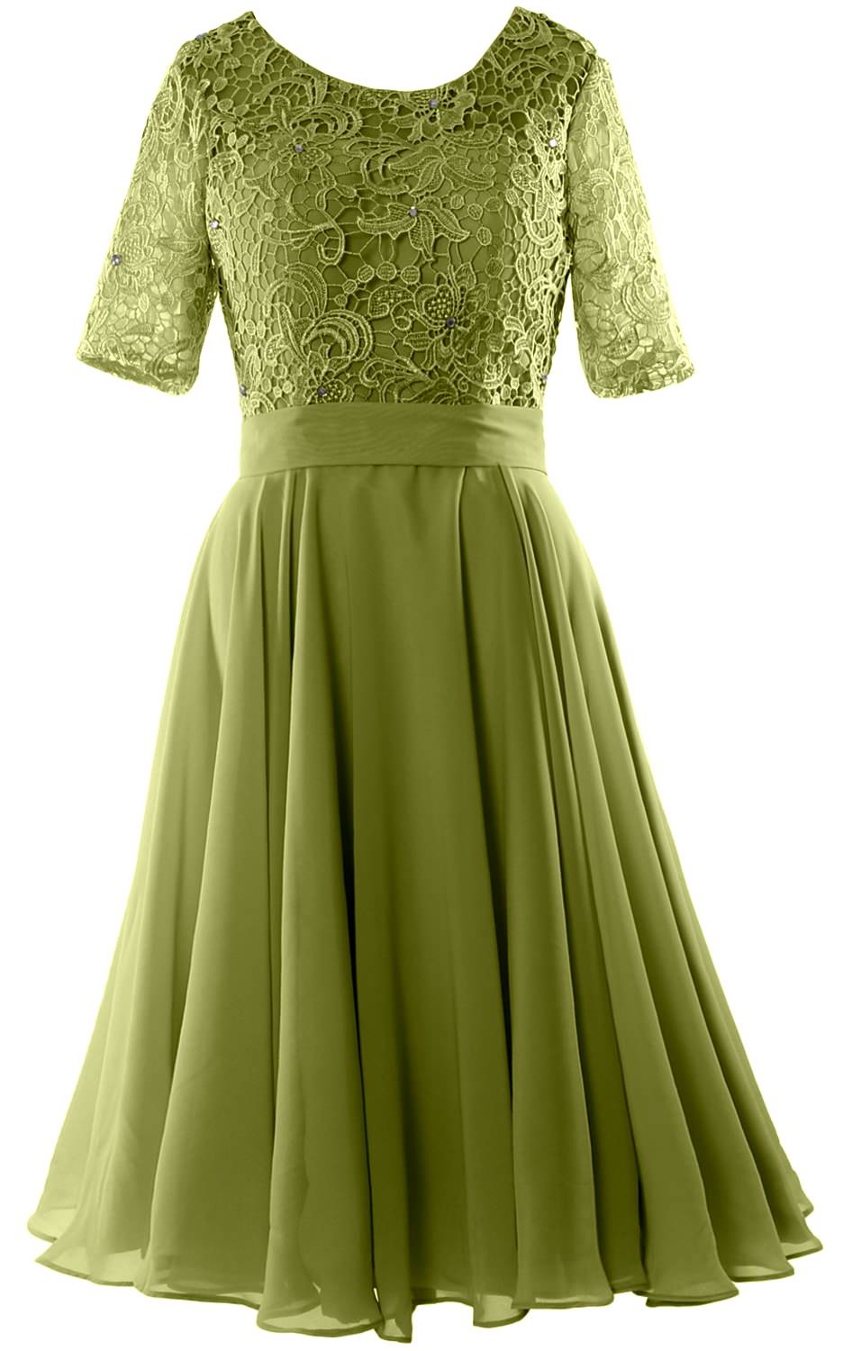 MACloth Women Short Mother Bride Dresses Half Sleeve Wedding Guest Dinner Lace