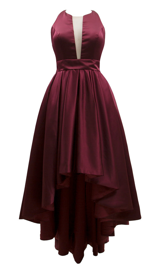 Vestido de cóctel de fiesta de graduación sin mangas con escote en V y satén de MACloth para mujer