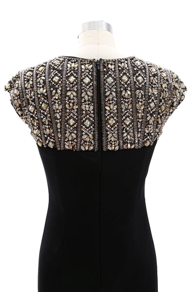 MACloth Women Cap Sleeves Beaded Formal Evening Gown Long Mother of Bride Dress