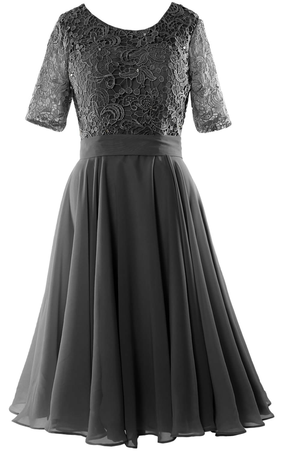MACloth Women Short Mother Bride Dresses Half Sleeve Wedding Guest Dinner Lace