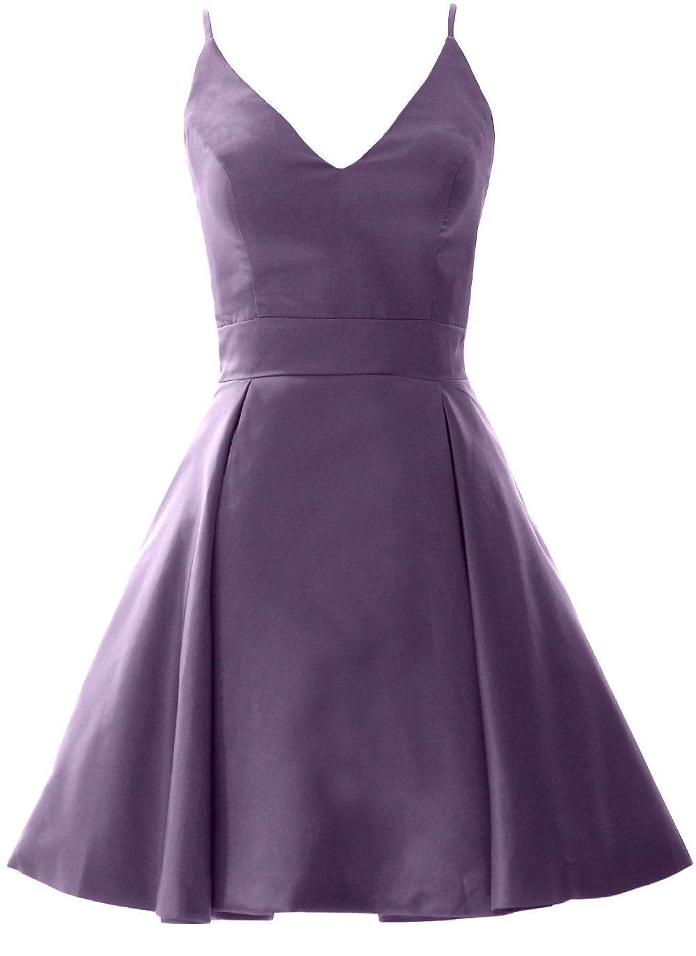 MACloth Mini vestidos de fiesta de graduación con escote en V de satén para invitados de boda