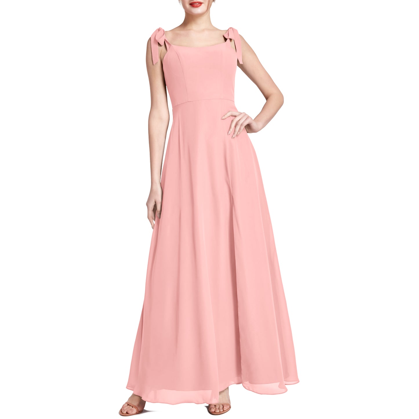 MACloth Damen Chiffon A-Linie Langes, hübsches Brautjungfernkleid für Hochzeit