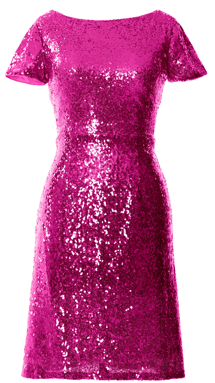 MACloth Damen Kurze Ärmel Knielange Pailletten Brautjungfern Cocktailkleider