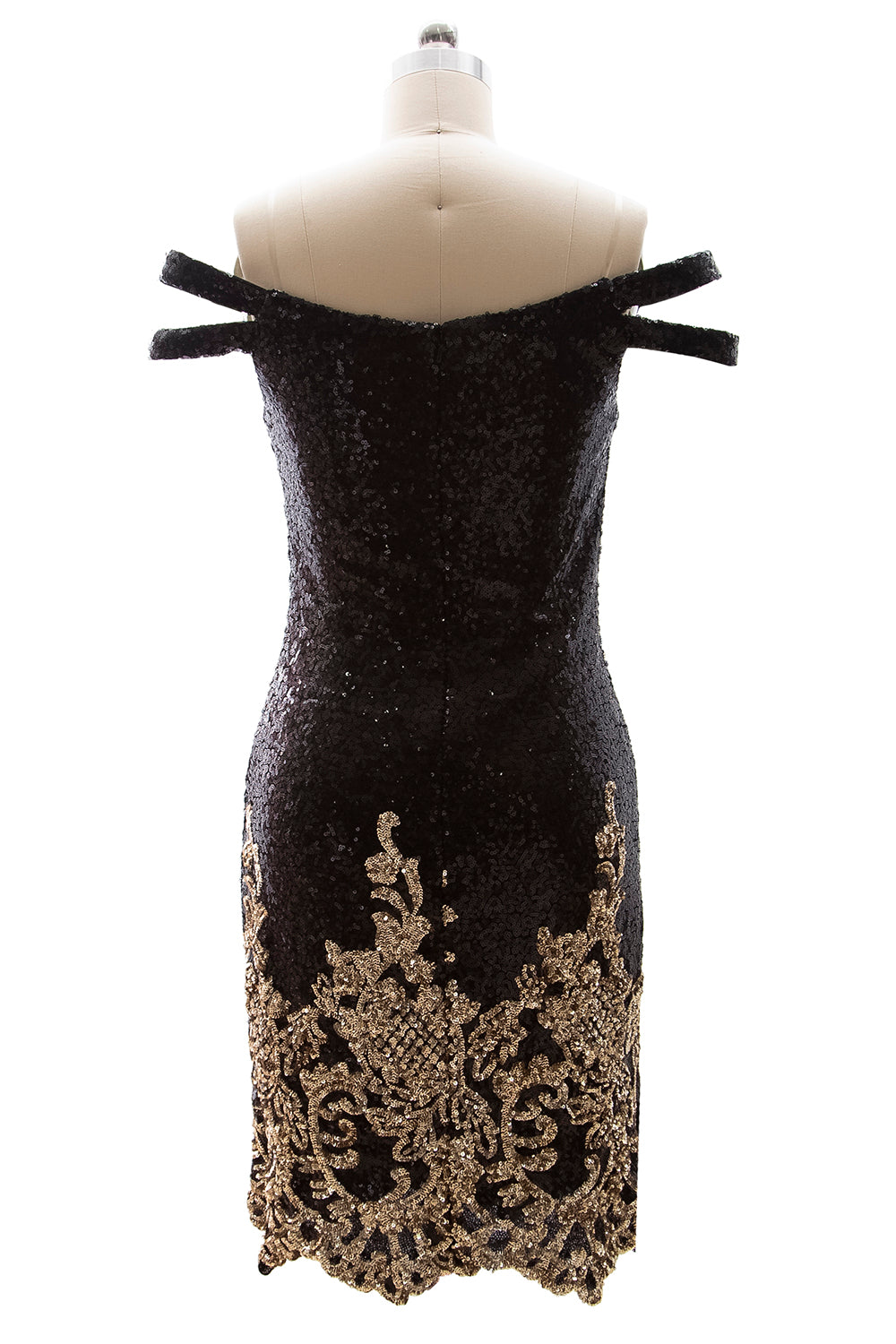 MACloth Damen-Kleid, schulterfrei, figurbetont, Pailletten, Cocktailparty, Mini, Clubwear