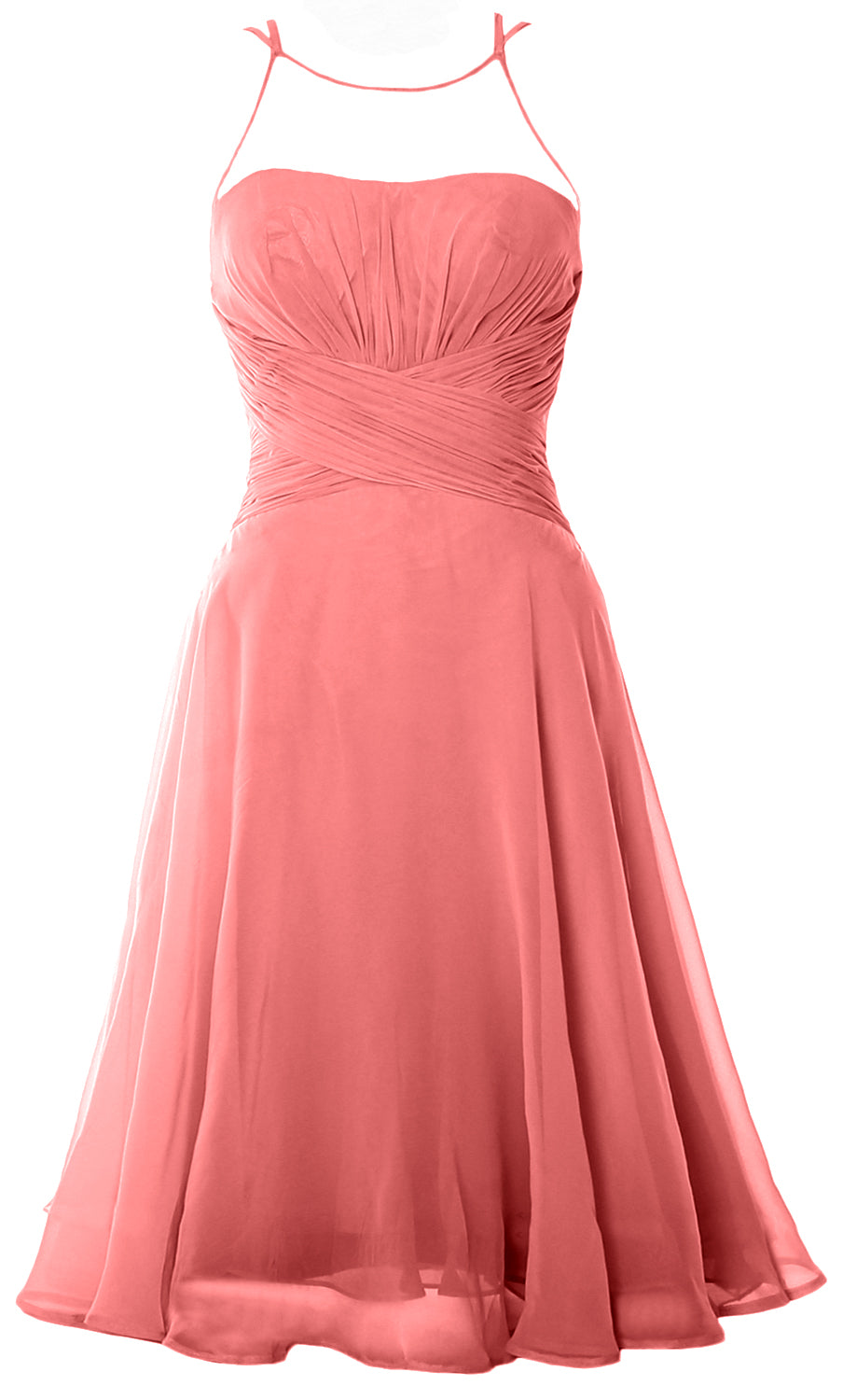 Vestido de cóctel corto elegante con ilusión de MACloth, vestido formal de gasa para boda o fiesta