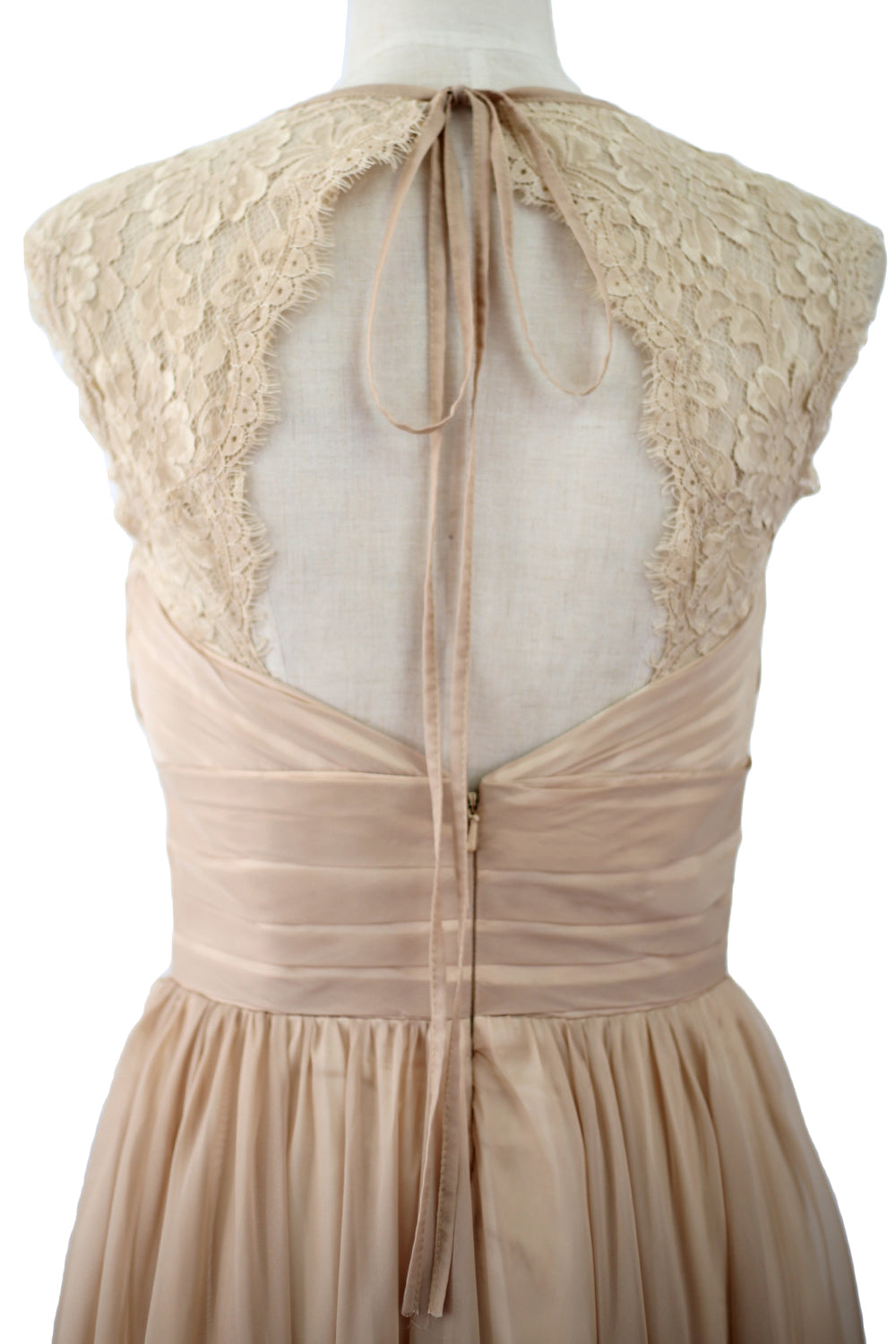 MACloth Women Vintage Long Bridesmaid Dress V Neck Lace Formal Evening Gown