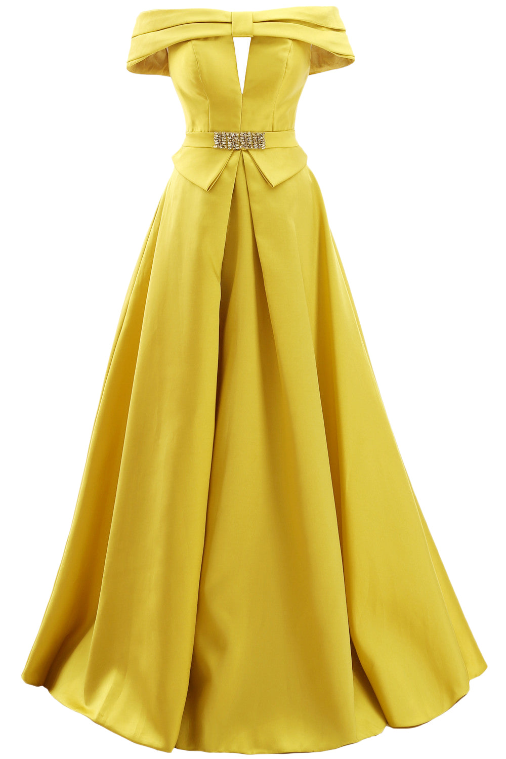 MACloth Damen Schulterfreies Satin-Maxikleid für Ball, formelle Party, Abendkleid