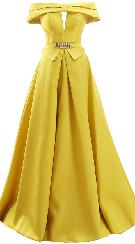 MACloth Women Off the Shoulder Satin Maxi Prom Dress Formal Party Evening Gown