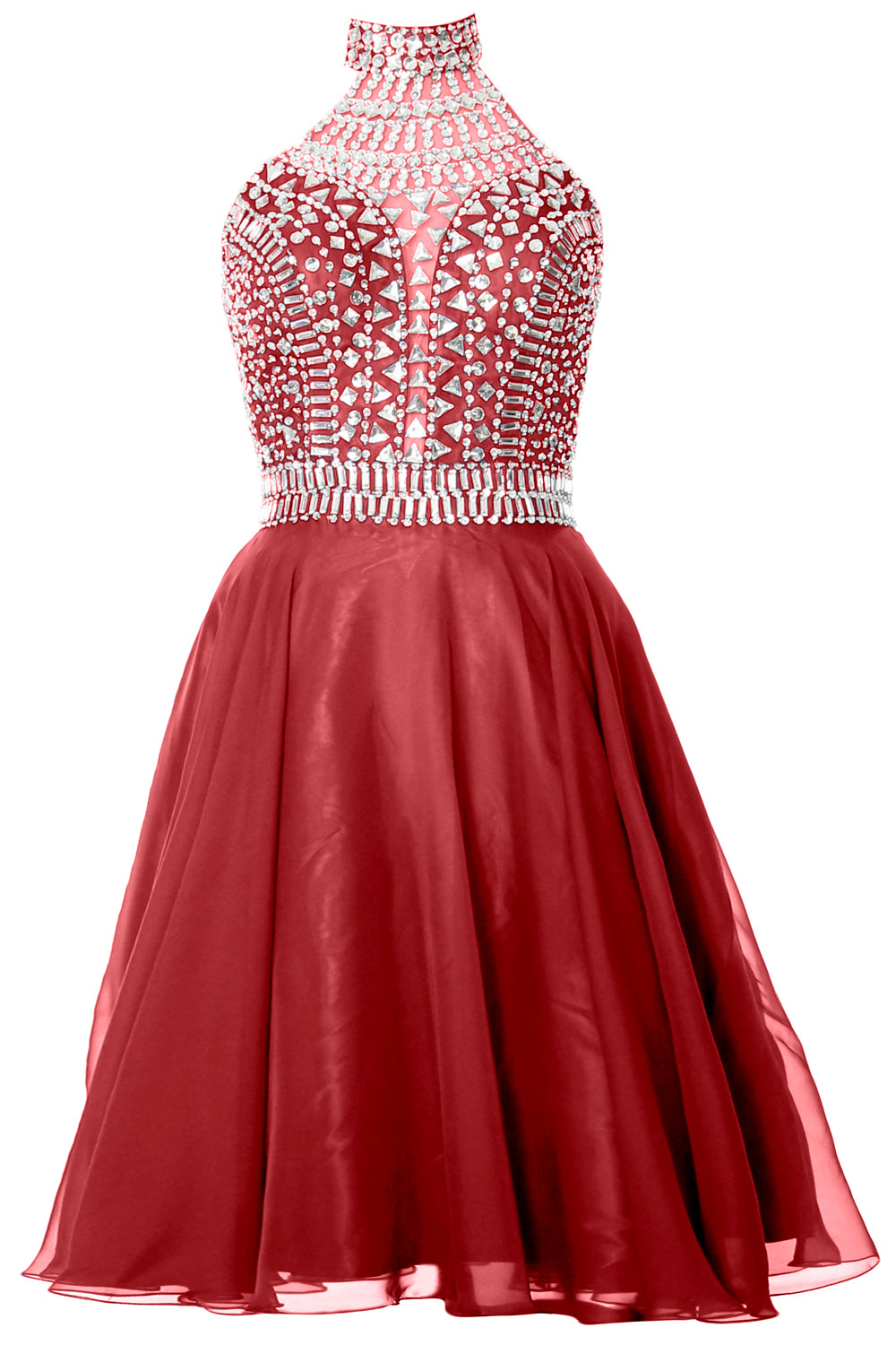 Vestido de fiesta de graduación con cuello alto y cuello halter de MACloth