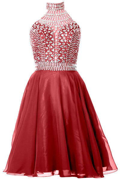 MACloth Gorgeous Halter Prom Homecoming Dress High Neck Cocktail Formal Gown
