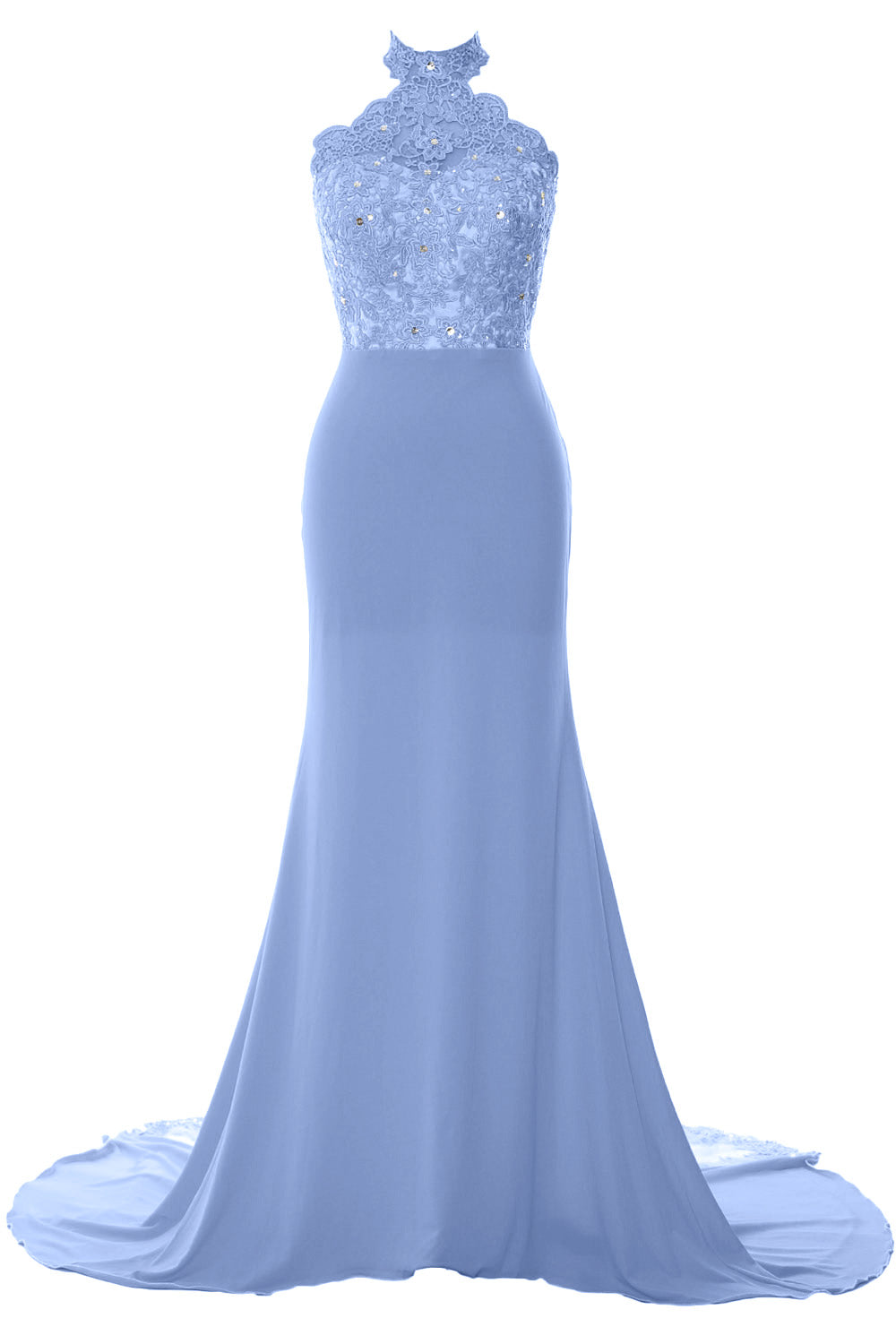 MACloth Women Prom Dresses Mermaid Sleeveless Lace Evening Party Formal Gown