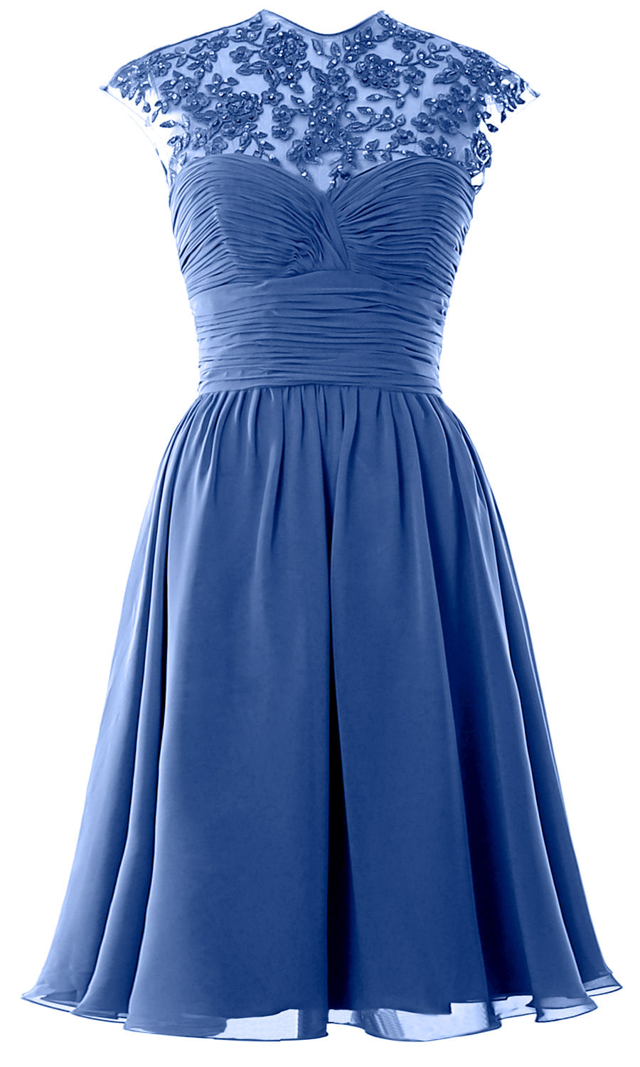 Women High Neck Cap Sleeve Lace Short Bridesmaid Dress Wedding Party Ball Gown