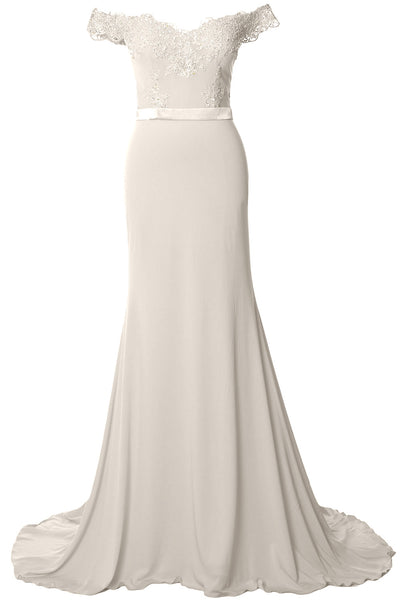 MACloth Women Prom Dresses Mermaid Off the Shoulder Lace Formal Evening Gown