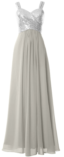 MACloth Women Sequin Chiffon Long Bridesmaid Dress Cowl Back