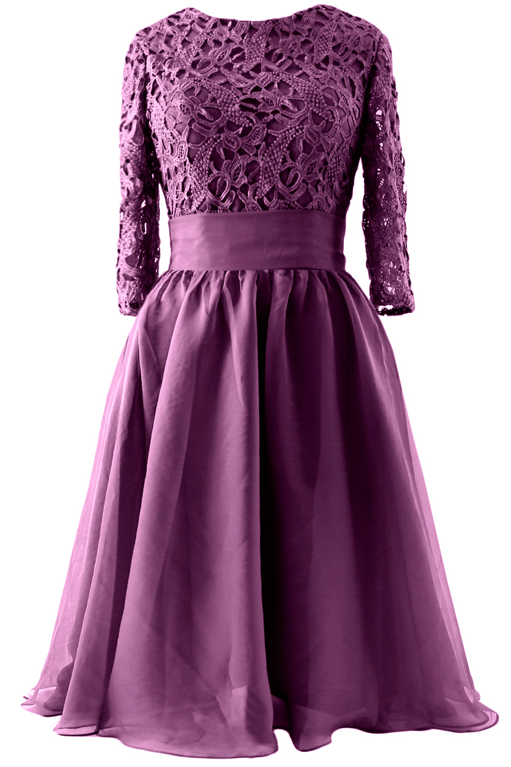 MACloth Women 3/4 Sleeve Lace Short Mother of Bride Dress Formal Evening Gown