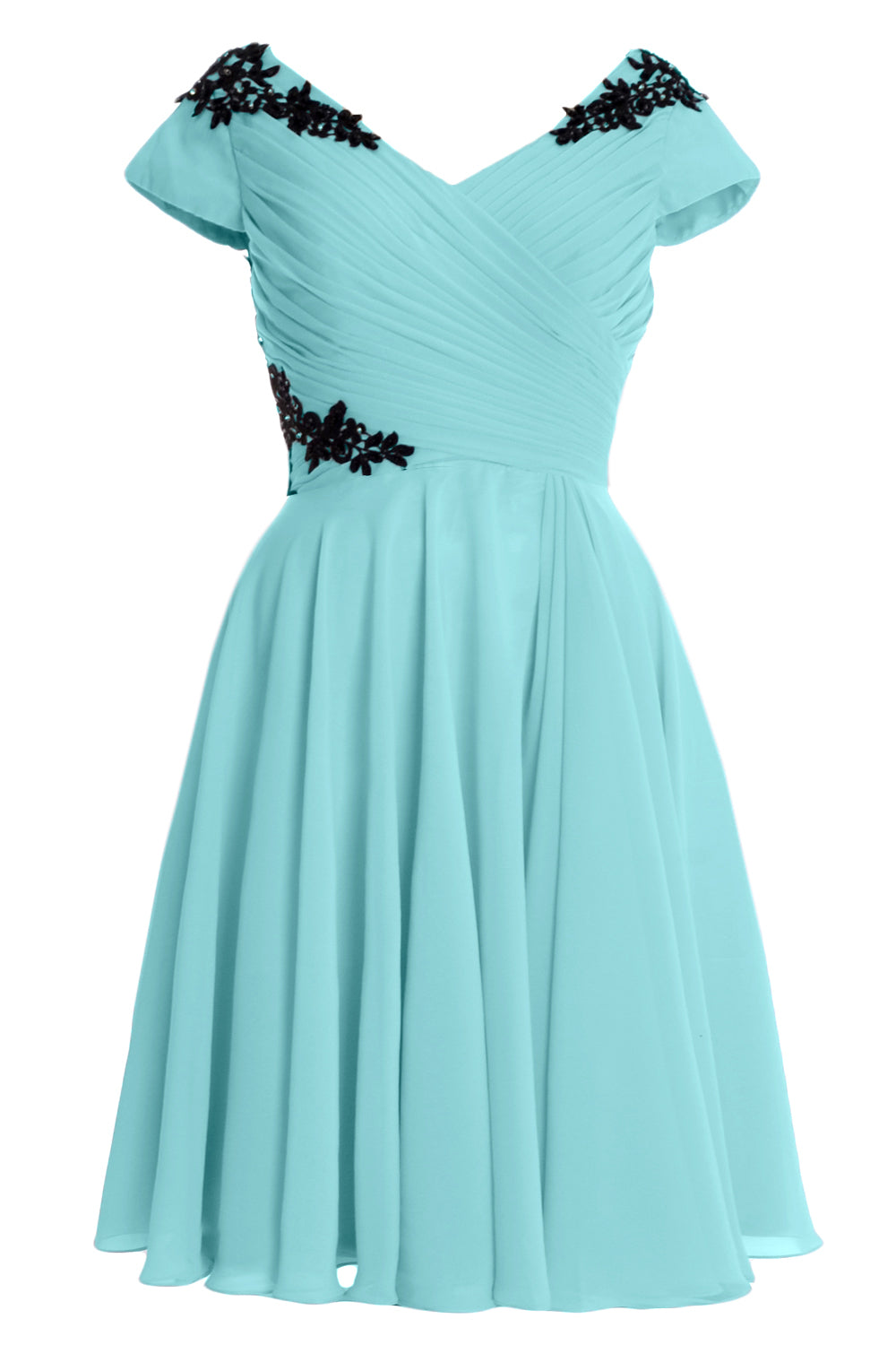 MACloth Damen Kleider für die Brautmutter und den Bräutigam, kurz, Flügelärmel, Brautjungfer, BD MoH