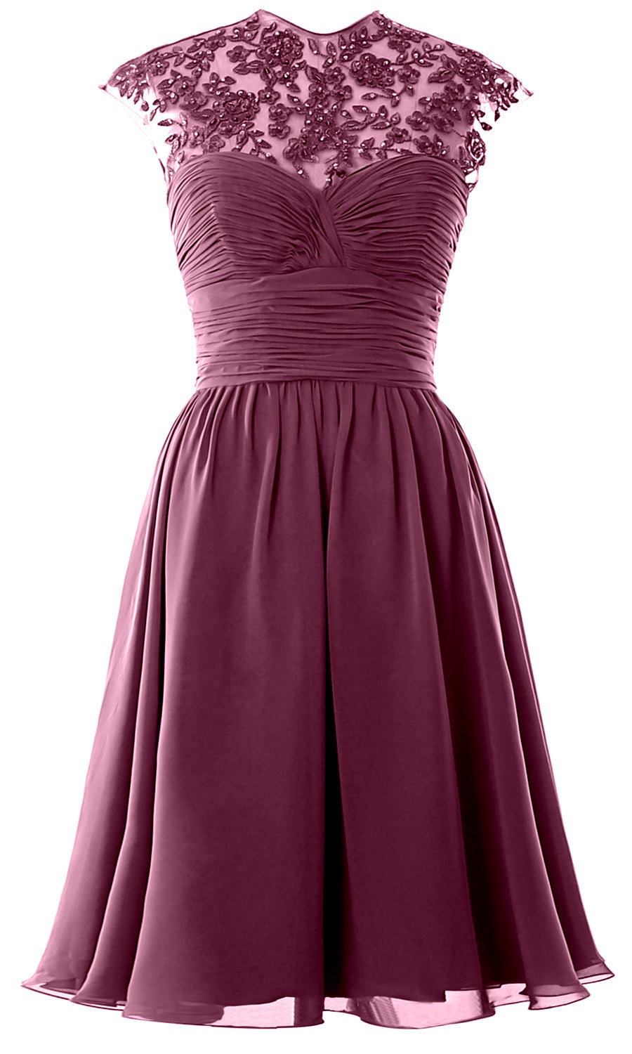 Women High Neck Cap Sleeve Lace Short Bridesmaid Dress Wedding Party Ball Gown