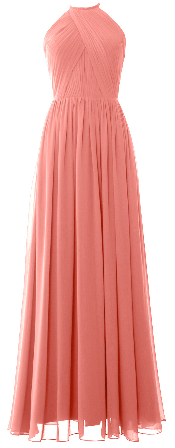 MACLoth Halter Vestidos largos de dama de honor Vestido de noche formal para boda MoH