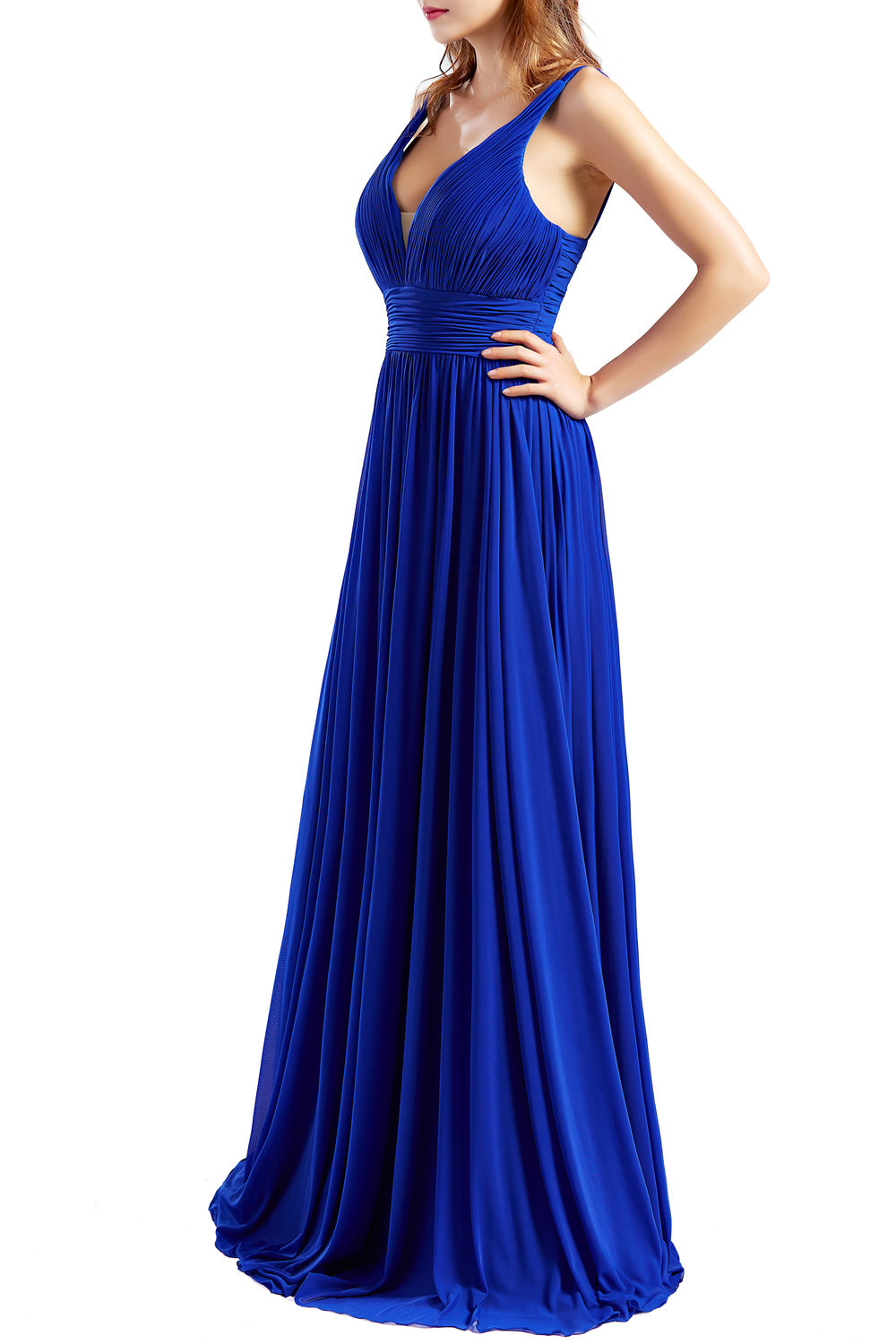 MACloth Women Sleeveless V Neck Bridesmaid Dresses Beach Wedding
