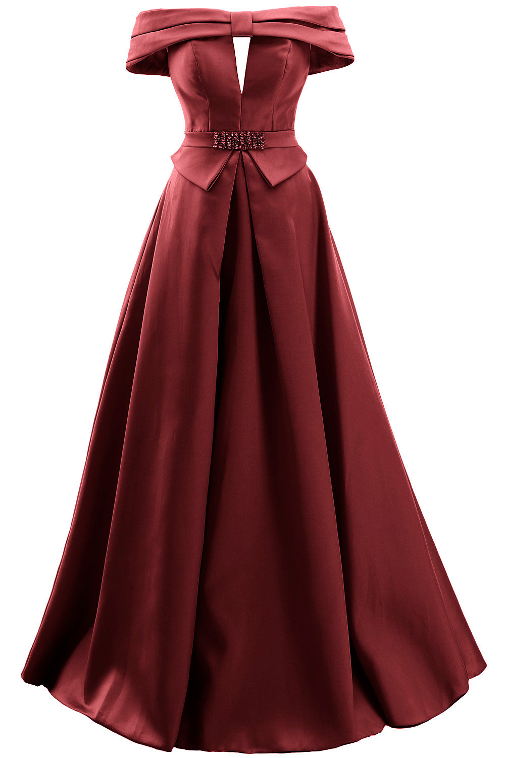 MACloth Damen Schulterfreies Satin-Maxikleid für Ball, formelle Party, Abendkleid