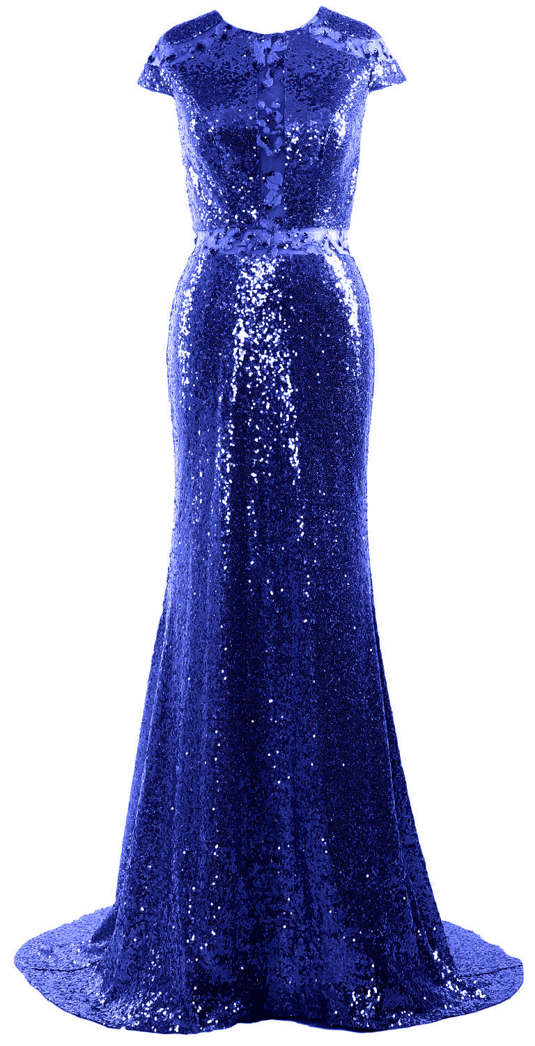 MACloth Damen Abendkleid Meerjungfrau Flügelärmel Pailletten Formelle Kleider