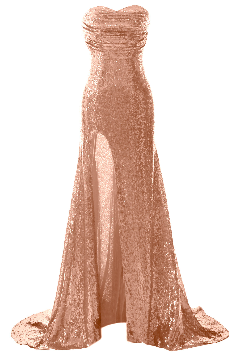 MACloth Sequin Prom Dresses Mermaid Strapless Formal Evening Gown with Split