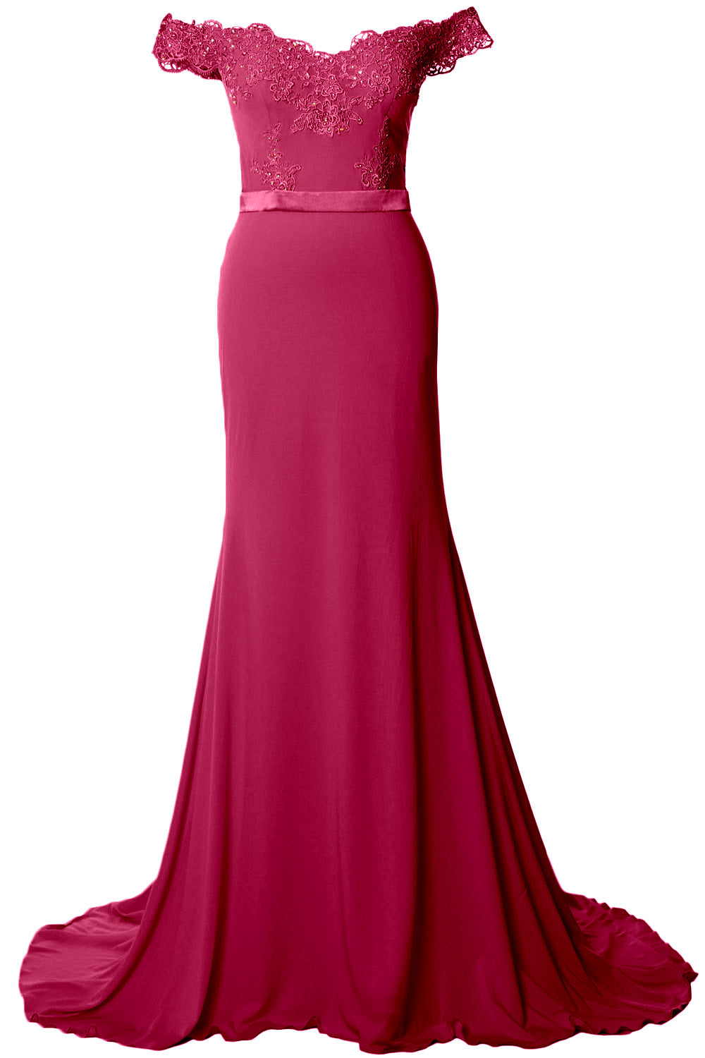 MACloth Women Prom Dresses Mermaid Off the Shoulder Lace Formal Evening Gown